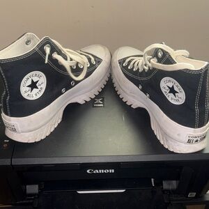 Converse Black and White High-Top All Star Platform Sneakers